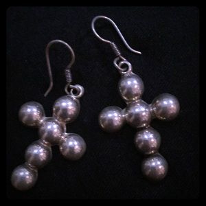 Sterling silver cross earrings